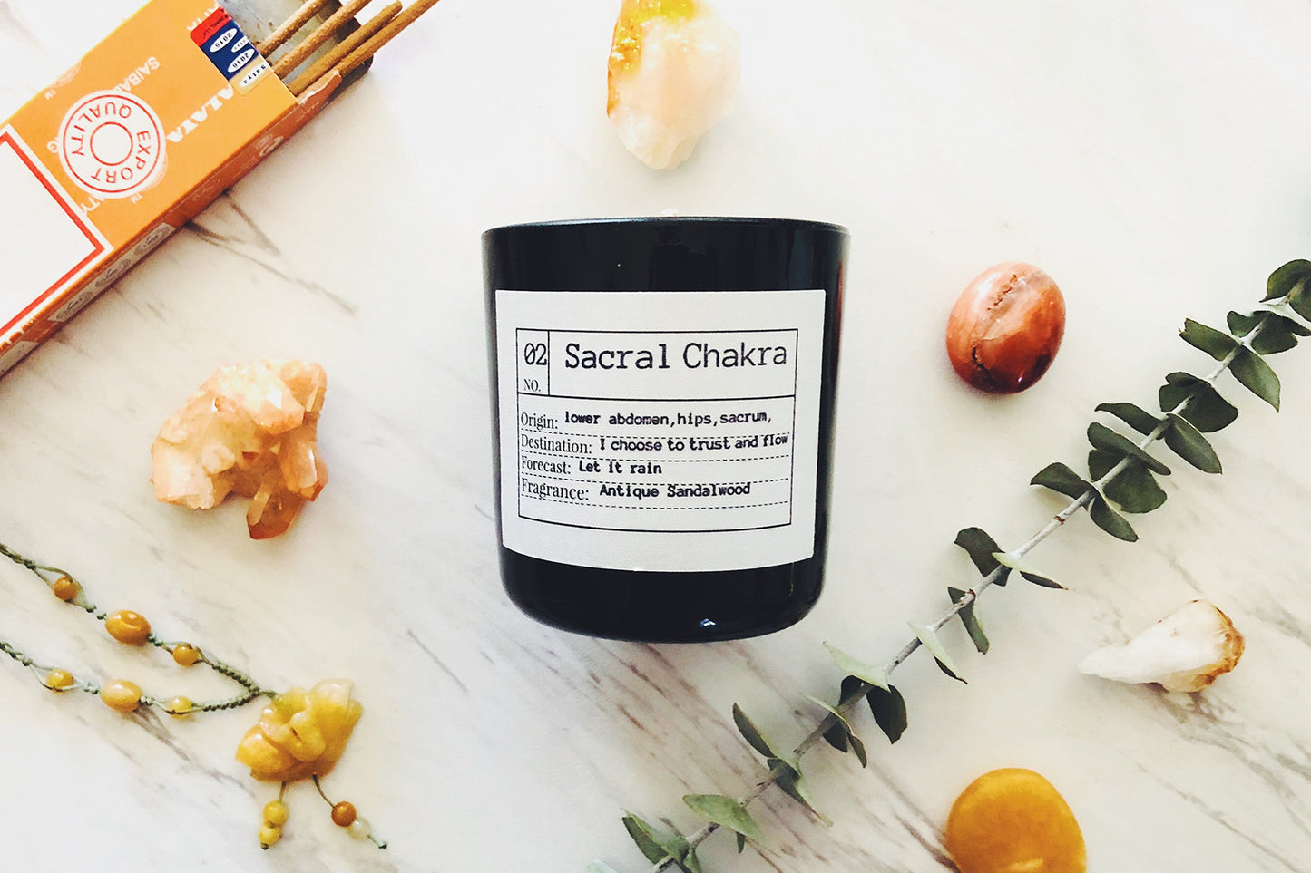 Sacral Chakra Soy Candle, Slow Burn Candle