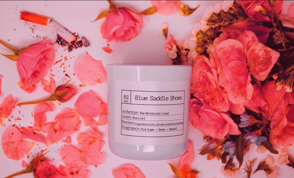 FLORES LANE X ACADEMY MUSEUM Blue Saddle Shoes Soy Candle, Slow Burn Candle