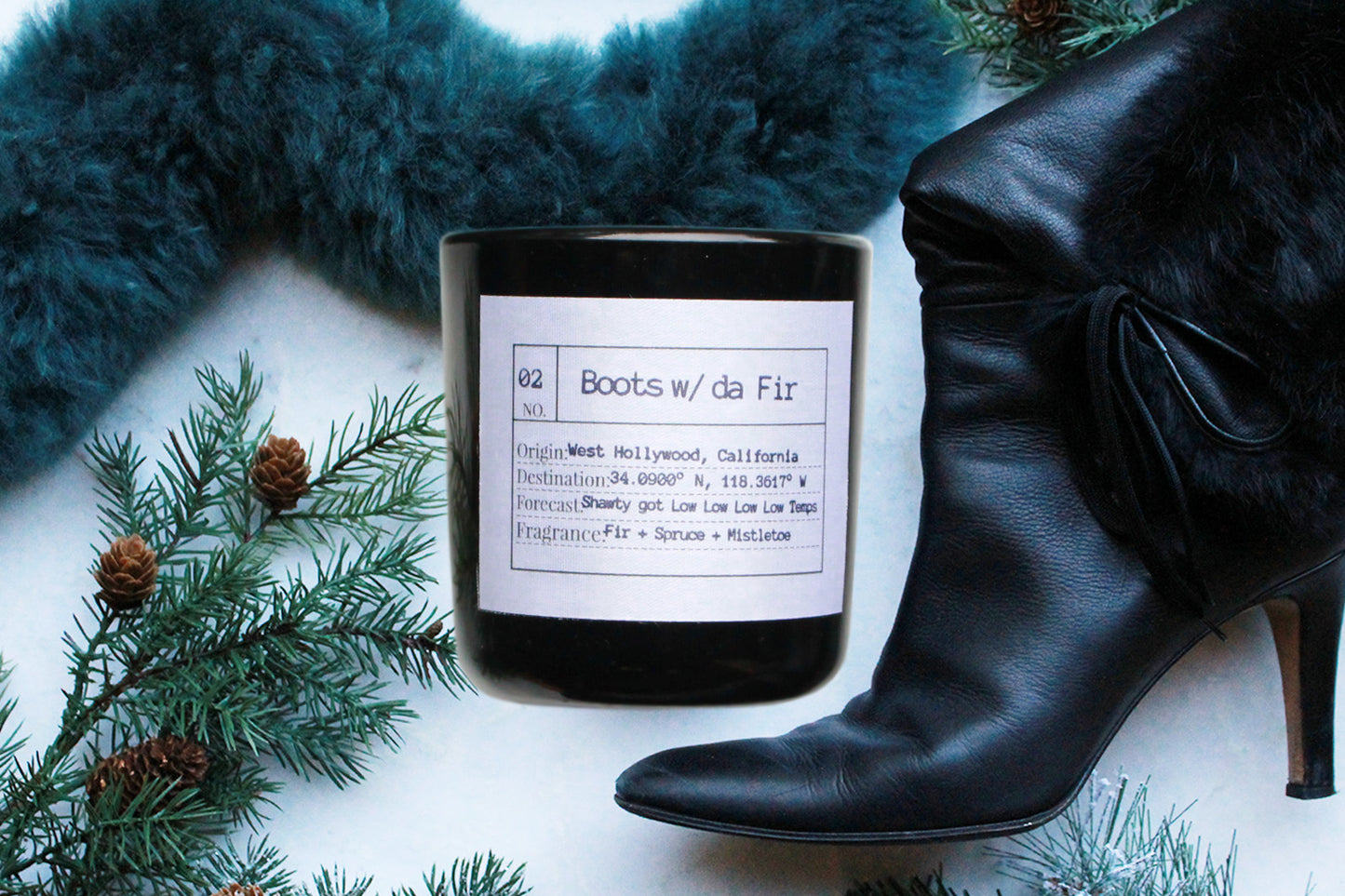Boots w/ da fir Soy Candle, Slow Burn Candle