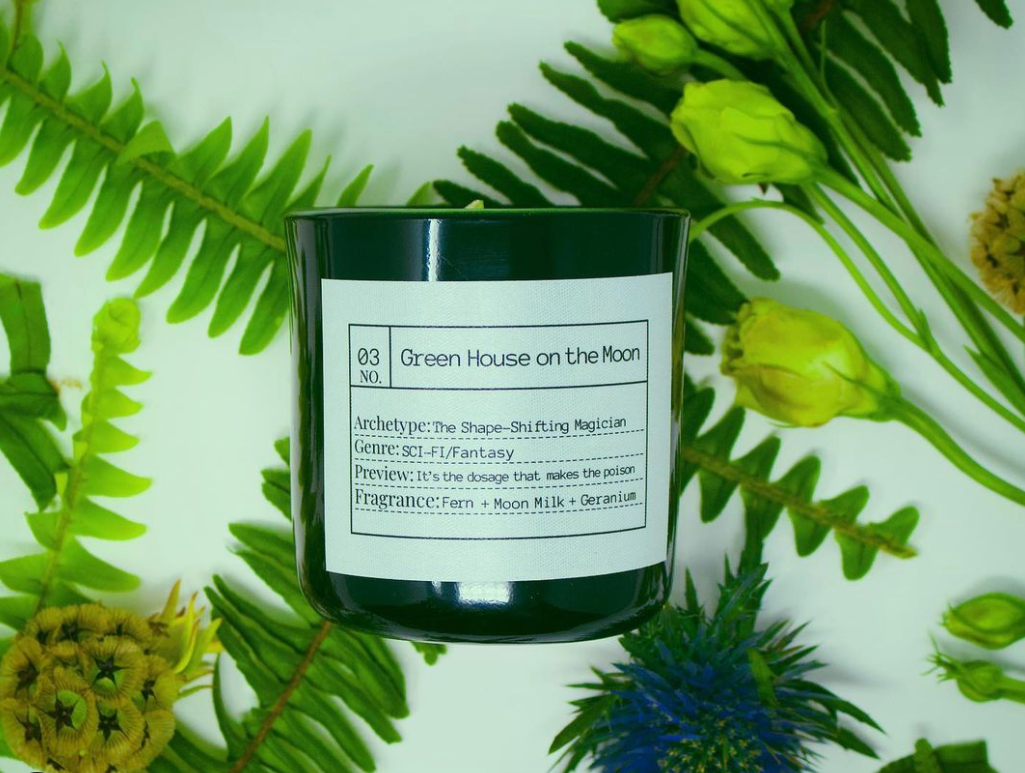 FLORES LANE X ACADEMY MUSEUM Green House on the Moon Soy Candle, Slow Burn Candle